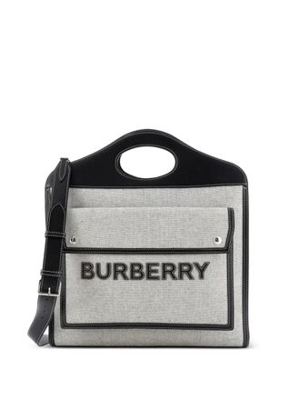 Burberry Logo Pocket Tote Canvas with Leather Medium crossbody bag - Black