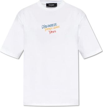 Dsquared2 Tops, Heren, Wit, M, Katoen, T-shirt capsule Summer Lovers