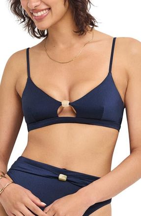 Vitamin A Terra Cutout Bikini Top in Midnight Indigo Ecoshimmer at Nordstrom, Size X-Small
