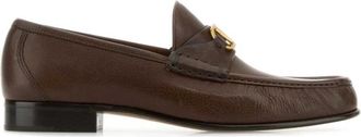 Valentino Garavani VLogo Signature Loafers - Heren - Loafers - Bruin - 41 1/2 EU - Leer - Schoenen