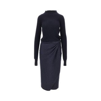 Pinko Knitted midi skirt with pinstriped skirt Woman 38