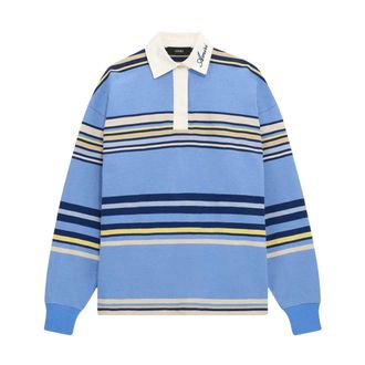 Amiri Gestreefd Oversized Longsleeve Polo - Heren - Tops - Blauw - Maat: L Katoen