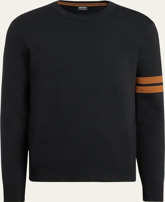 Ermenegildo Zegna Mens Signifier Stripe Crewneck Sweater