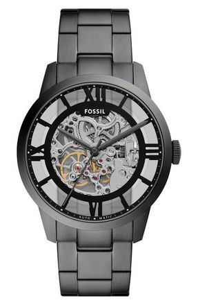 Fossil Townsman Automatic Bracelet Watch, 44mm in Gunmetal at Nordstrom