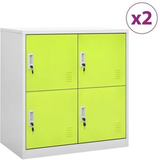vidaXL Armadietti Chiavi 2pz Grigio Chiaro Verde 90x45x92,5cm Acciaio - Vidaxl
