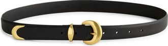 Madewell Wide Domed Buckle Leather Belt in True Black at Nordstrom, Size X-Small