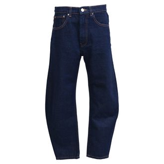 Toteme High-Rise Barrel-Leg Jeans in Navy Blue Denim