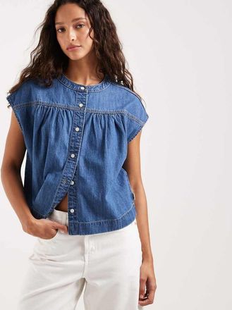 Wrangler Camicia con spalle scivolate lavaggio blu medio