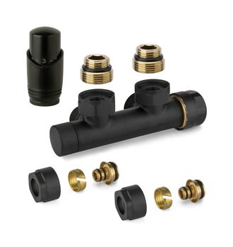APM Kit V&aacute;lvula H Termost&aacute;tica Cuadrada Negra Con Adaptador Para Tubo Multicapa Apm 343knn 015 M 16 12 Negro