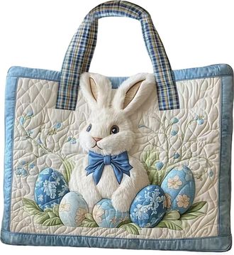 Generic Easter Tote Bags With Handles, 35&times;30&times;4cm Reusable Bunny Treat Goodie Canvas Bag, Easter Egg Hunt Bags, Grocery Shopping Goodie Bag For Holiday Favors 