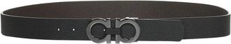 Ferragamo Omkeerbare leren riem met Gancini gesp - Heren - Riemen - Zwart - 100 CM - Accessoires