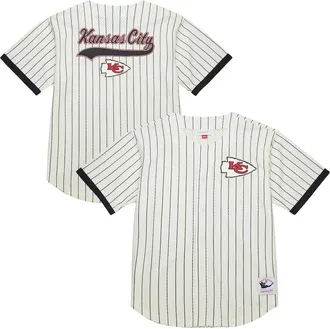 Mitchell & Ness Mens Mitchell & Ness Cream Kansas City Chiefs Final Seconds Vintage Logo Mesh Button-Up Shirt at Nordstrom, Size Xxx-Large