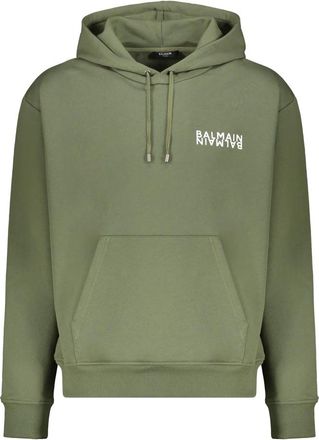 Balmain Hooded Sweatshirt - Heren - Hoodies - Groen - L - Katoen - Hoodies & sweatvesten