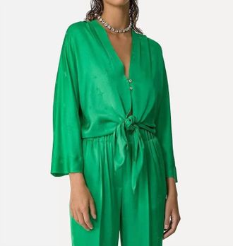 Forte_Forte Star Satin Jacquard Shirt In Grass Green
