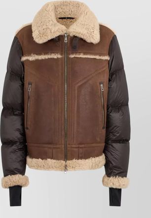 Moncler shearling collar nappa padded jacket argens