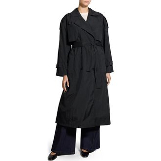 Theory Recycled Nylon Trench Coat in Black - 001 at Nordstrom, Size Medium