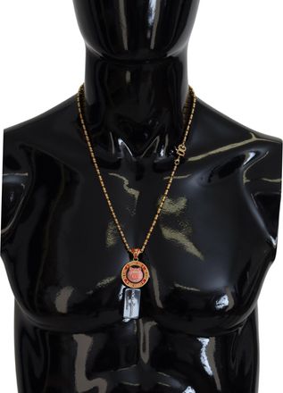 Dolce & Gabbana Gold Brass Chain SUPER PIG Pendant Logo Womens Necklace