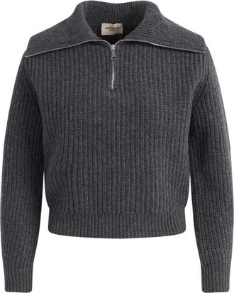 Max Mara Laser Wool Ritshals Trui - Dames - V-hals truien - Grijs - XS - Wol - Truien & Vesten