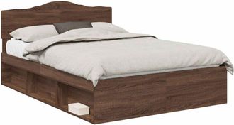 vidaXL Estructura De Cama Con Cabecera Roble Marr&oacute;n 140 X 200 Cm Vidaxl