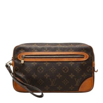 Louis Vuitton Monogram Brown Pvc Leather Clutch Bag (Pre-Owned)