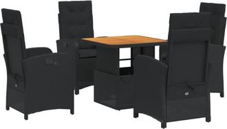 vidaXL Set De Muebles Jard&iacute;n 5 Pzas Con Cojines Rat&aacute;n Sint&eacute;tico Negro Vidaxl