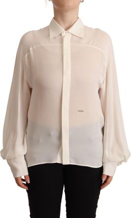 Dsquared2 Dsquared&sup2; Silk Long Sleeves Collared Blouse Womens Top
