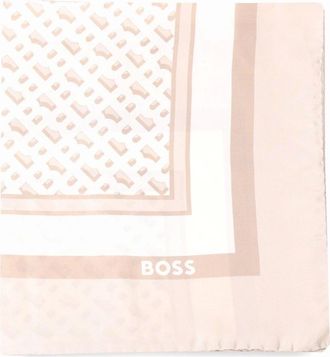 HUGO BOSS Womens Lainy Monogram Scarf - Lainy Scarf - Cream - Size: ONE size