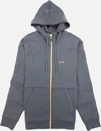 HUGO BOSS Mens Hugo Boss Saggy 1 Embroidered Logo Zip Up Sweatshirt Dark Grey 027 - Size: 40