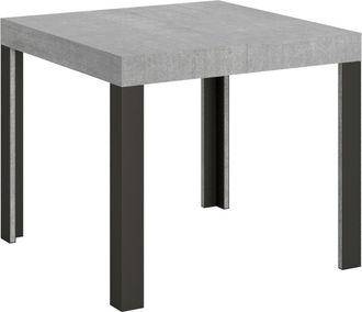 Itamoby Mesa extensible 90x90/246 cm efecto madera gris cemento, hierro