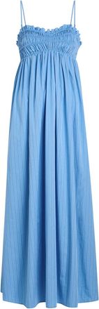 Faithfull The Brand Presa Pinstriped Cotton Maxi Dress - Blue - S (UK8-10 / S)