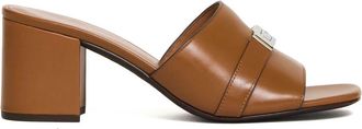 Tory Burch Leelee Heeled Mule - Dames - Muiltjes - Bruin - 37 1/2 EU - Leer - Schoenen