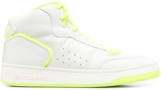 Saint Laurent Geperforeerde Two-Tone High-Top Sneakers - Dames - Sneakers - Wit - 40 EU - Leer - Schoenen