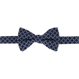 Trafalgar Store Rowan Geometric Pattern Silk Bow Tie in Navy at Nordstrom