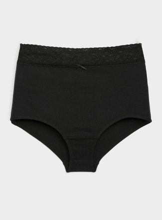 Miiyu Womens Lace trim high-waist boyshort Organic cotton