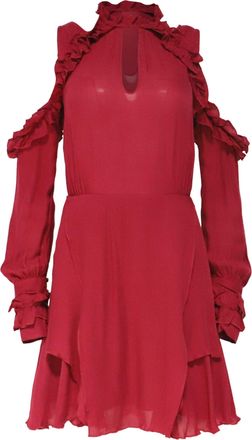 Iro Iro Hanie Cold-Shoulder Voile Dress in Red Viscose