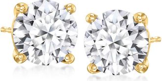 Grown Brilliance 5.50 Carat Round Cut Lab Grown Diamond Stud Earrings in 14K Yellow Gold, H Color, VSI Clarity, Gift Box Included
