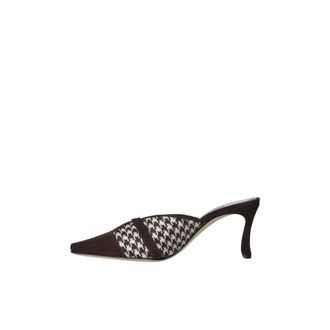 Manolo Blahnik Mules de ante Pied-de-poule - Shoes - Mujer - Marr&oacute;n - 37 1/2 EU