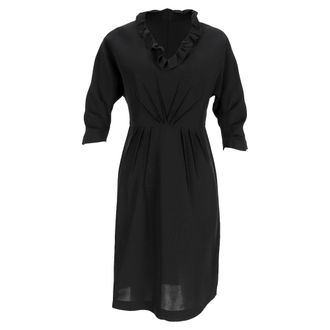 Prada Prada midi-jurk met ruches aan de halslijn in zwarte viscose