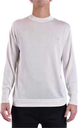 Neil Barrett Rondgebreide trui - Heren - Ronde hals truien - Beige - XL - Wol - Truien & Vesten