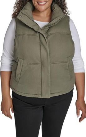 Levi's Cotton Crop Puffer Vest in Light Olive at Nordstrom, Size 3X