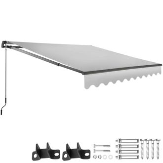 TecTake Retractable Awning Ornella in Light Grey | Size: 250 cm x 200 cm