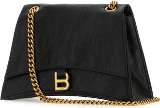 Balenciaga Womens Crush Shoulder Bag Black Calf