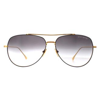 Dita Eyewear Aviator Unisex Black Yellow Gold Dark Grey to Clear Gradient Flight 004 - One Size