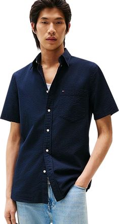 Tommy Hilfiger overhemd gestreept navy Tommy Hilfiger regular fit