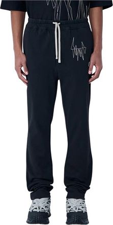 Moncler Broek met elastische tailleband en trekkoord - Heren - Sweatpants - Zwart - L - Katoen - Broeken