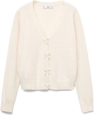 Mango Lady Bow Cardigan in Ecru at Nordstrom Rack, Size X-Small