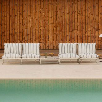 Sklum Sklum - Conjunto De Jard&iacute;n Con 2 Sof&aacute;s Modulares De 2 Piezas Y Mesa Auxiliar Convertible Amaro