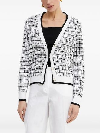 Guess Co checked buttoned cardigan - White