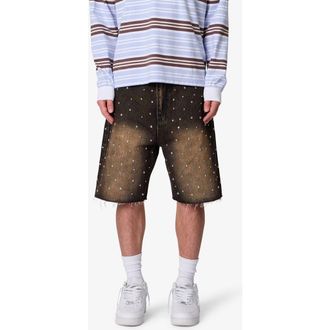 mnml Baggy Studded Denim Shorts in Black at Nordstrom, Size 34