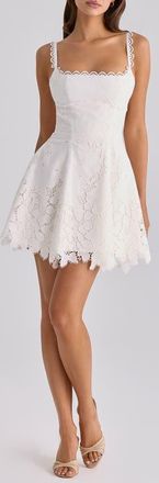 House of CB Isla Scalloped Lace Cocktail Minidress in White at Nordstrom, Size X-Large